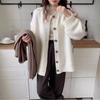 Однотонная простая и универсальная куртка-свитер женская осенне-зимняя новая свободная повседневная ленивая вязаная кардиган топ трендовый
