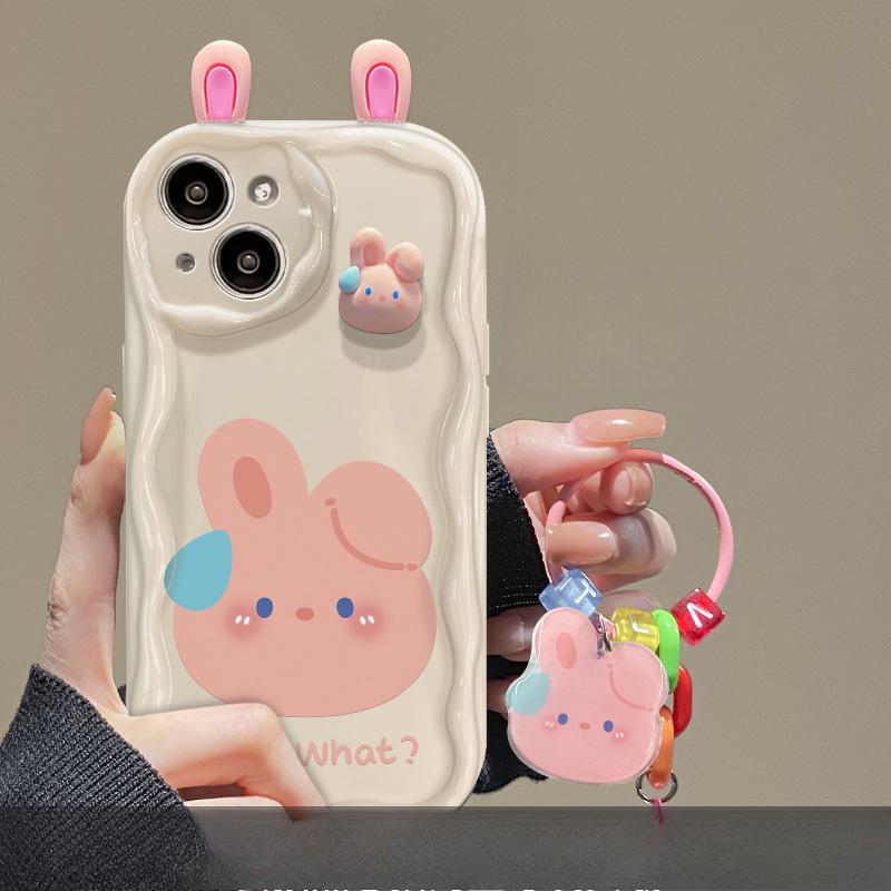 Applicable To Apple 14promax Mobile Phone Case IPhone 13 Silicone Anti-fall 15 Cute Three-dimensional Rabbit Doll Pendant