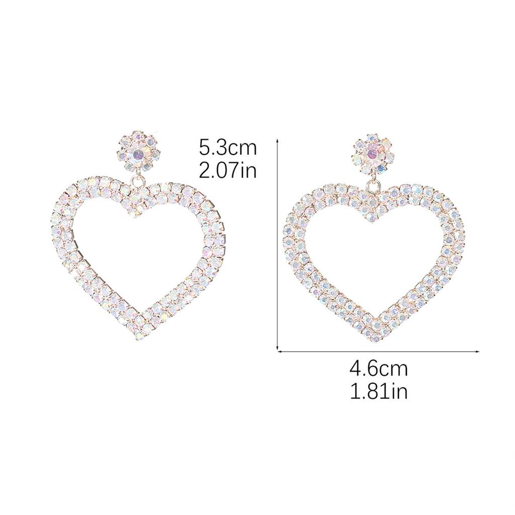 Новые геометрические полые большие серьги в форме сердца любви, женские простые универсальные серьги со стразами, 1 пара