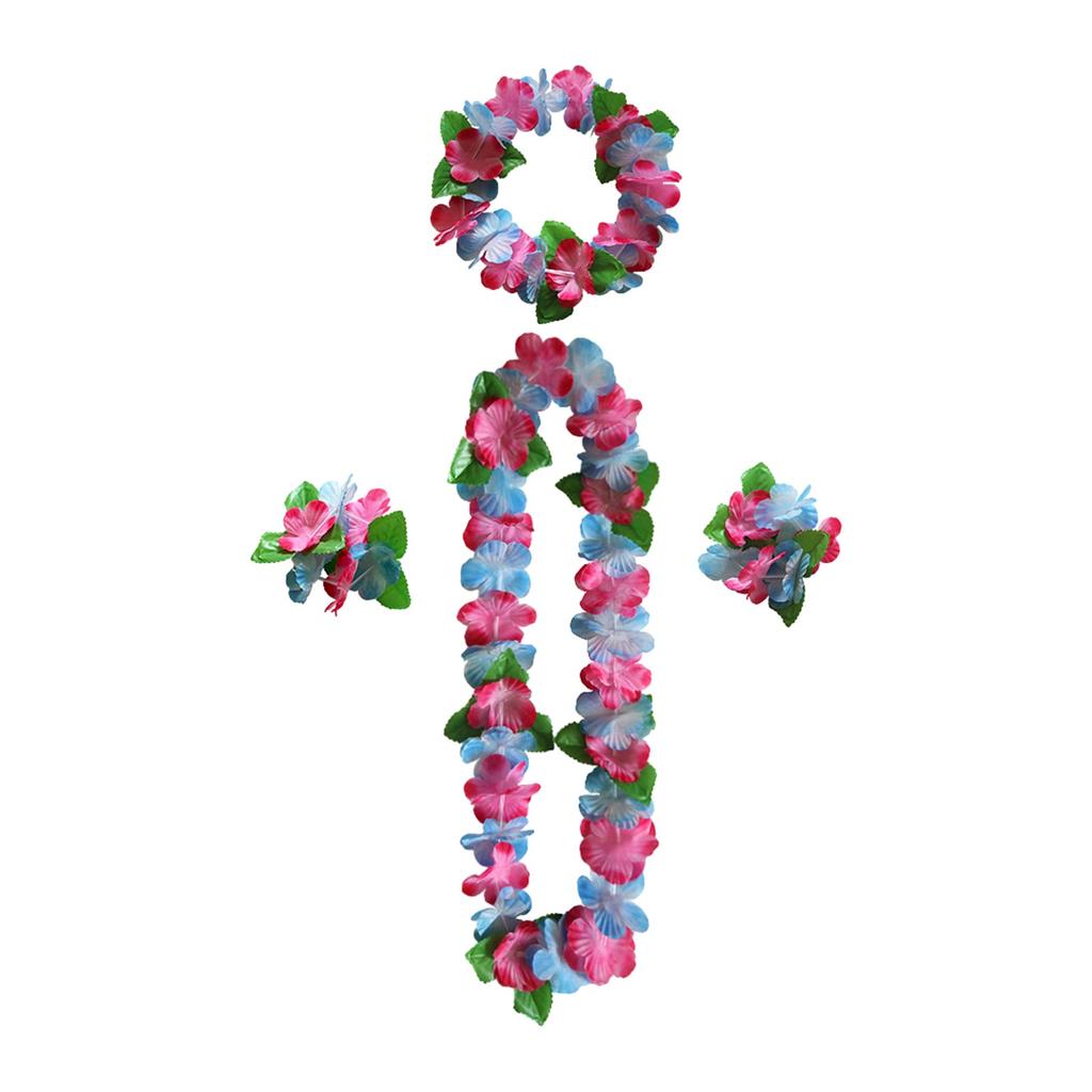 Party Hawaiian Garland 12-color Petal Necklace, Bracelet, Four-piece Set, Holiday Event Dress-up Accessories