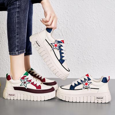 Женские кроссовки на толстой платформе, легкие, без застежек, для ходьбы, дышащие, удобные, для бега, для женщин, теннисные туфли из искусственной кожи со шнуровкой