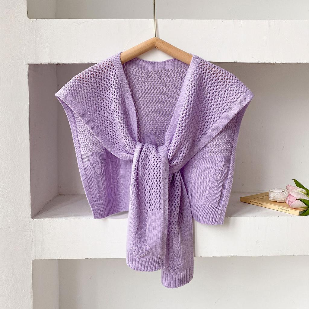 Solid Color Knitted Shawl Scarf Women High-End Capes With Shirts Fashion Thin Neck Protectors For Spring And Autumn