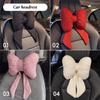 Upgraded Creative Bowknot Car Interior Headrest Lumbar Support Cotton Linen/Plush Seat Cushion Four Season Universal Neck