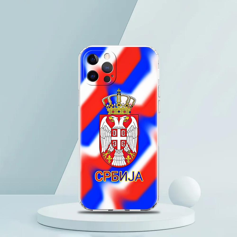 Мягкий прозрачный чехол-бампер из ТПУ для iPhone 16,15,14,13,12,11,Pro,Max,16E,8,7,Plus,XS Max, Обложка с флагом Сербии, Fundas Capa Сумка