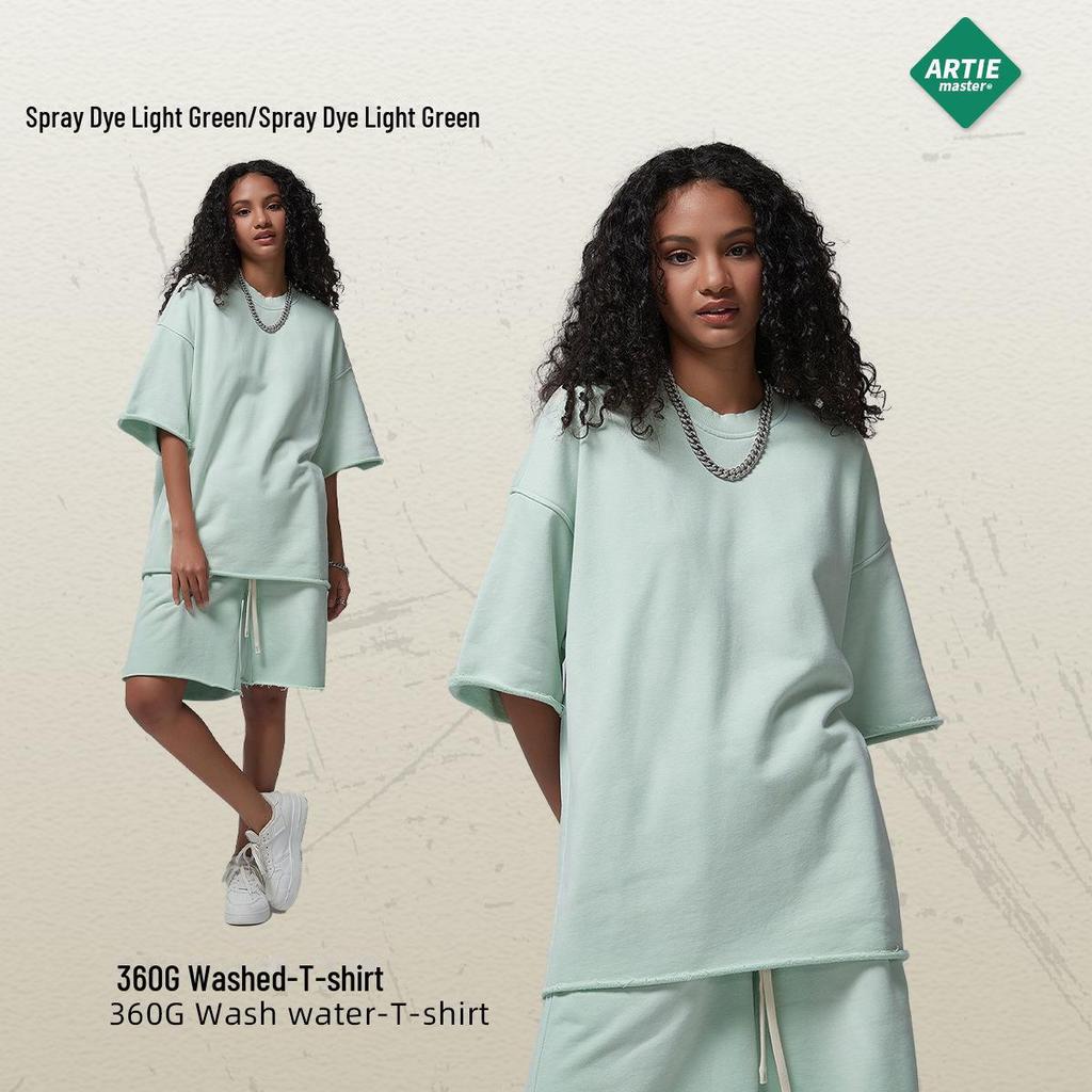 Мужская летняя футболка ARTIE белого цвета с эффектом потертости, окрашенная распылением | Коллекция 2024 г.