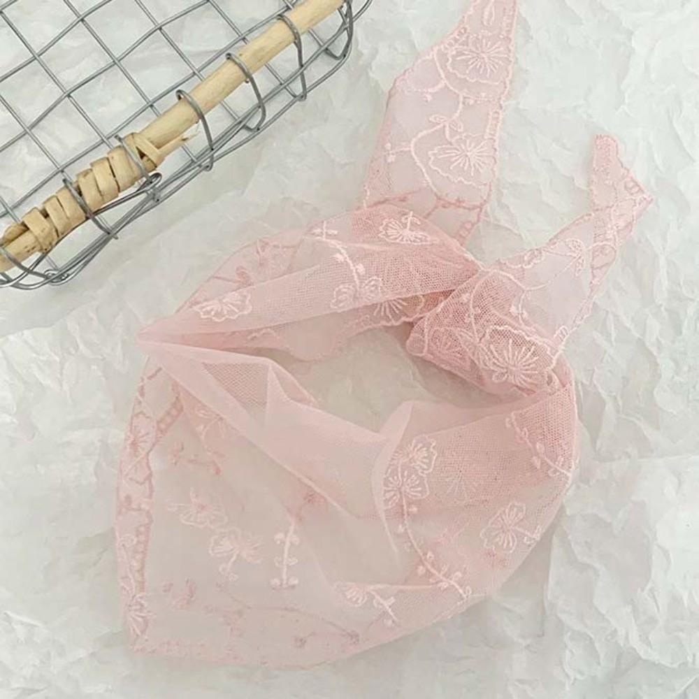 Lightweight Lace Triangle Scarf Breathable Ramie Head Scarf Versatile Triangle Waistband Summer