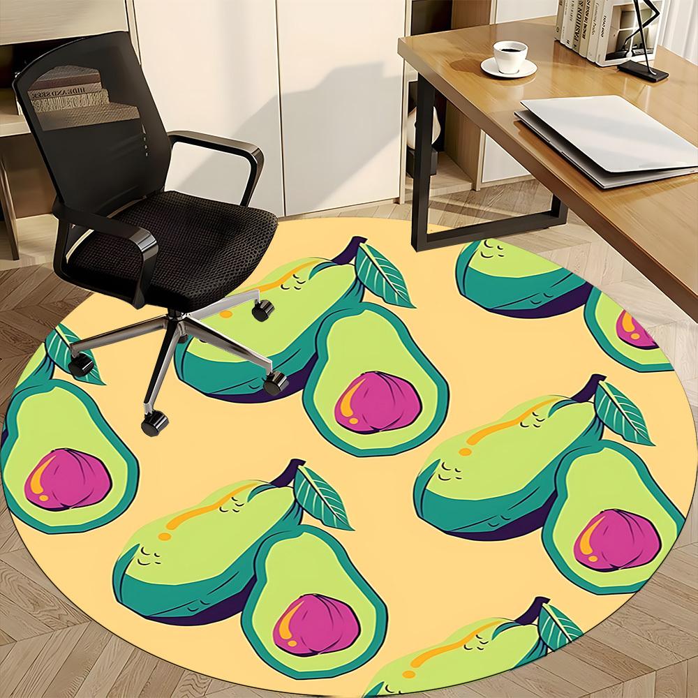 1pc Avocado Pattern Office Round Rug, Non-slip, Soft and Durable Office Rug for Interior Decoration, Perfect for Office,Decoration yy260204008
