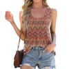 Fashion Round Neck Tie-dye Print Loose Sleeveless T-shirt Vest Woman