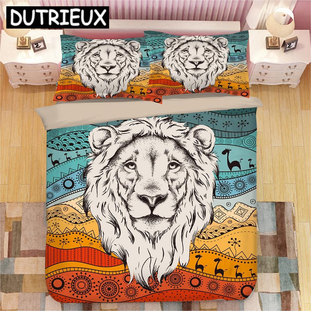 3D Animal Horse Tiger Lion Print Bedding Set Duvet Covers Pillowcases One Piece Comforter Bedding Sets Bedclothes Bed Linen 04