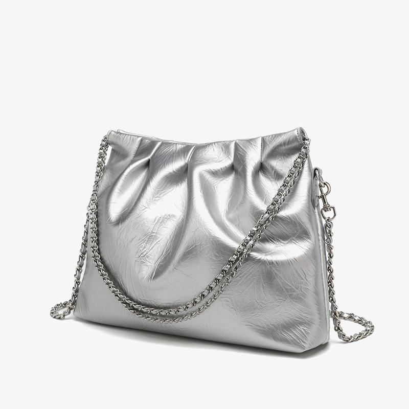 Новая женская сумка через плечо на цепочке, однотонная, универсальная, плиссированная сумка-мессенджер в форме облака, простая, высококлассная, модная