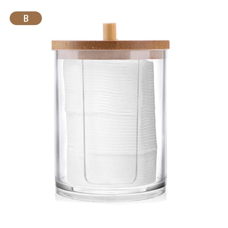 Makeup Cotton Pad Organizer Storage Box For Cottonswab Container With Bamboo Lid