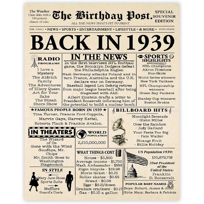 Stuff4 51st Birthday Poster Unframed - Born In 1975 Newspaper - Happy 51 Birthday for Men Women Retro Vintage Gifts Back In 1975, 8x10 Inch Bday
