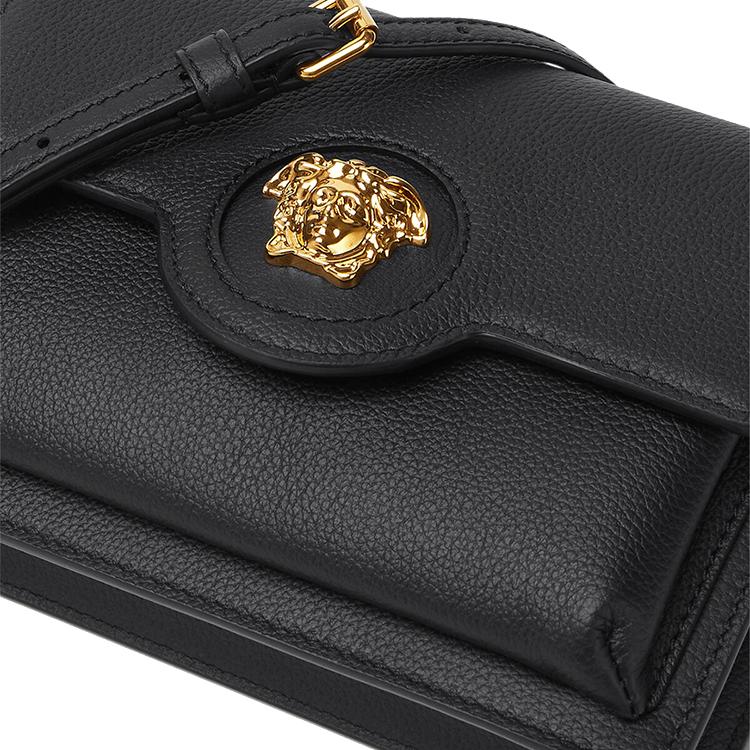 Versace Голова Медузы Регулируемый Съемный Плечевой Ремень Маленькая Телячья Кожа с Отделкой из Кожи Ягненка Сумка Через Плечо Женская Сумка Через Плечо 1007678-DVIT2T-1B00V