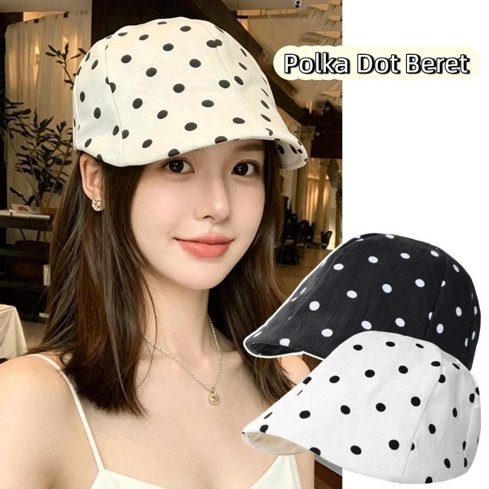 Y2k Forward Cap Thin Newsboy Cap Personality Polka Dot Beret Outdoor