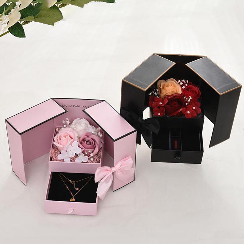 1PC Double Door Rose Gift Box Romantic Gift Packaging Box Valentine's Day Soap Flower Jewelry Packaging Box Empty Box