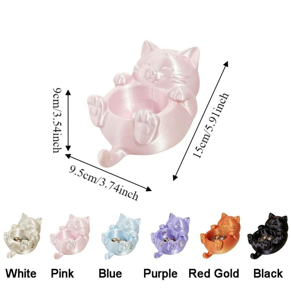 Cute 3D Printed Trinket Holder Plastic Jewelry Storage Box Modern Lucky Cat Storage Box  Office