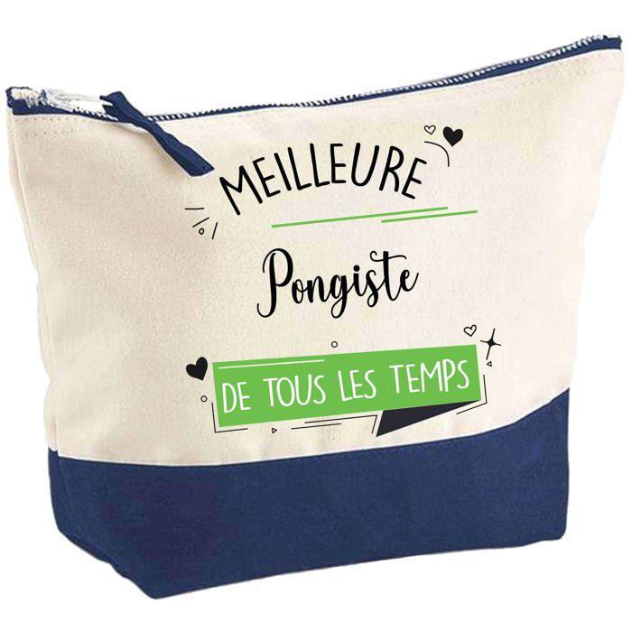 Trousse de maquillage - PLANETEE - Meilleure Pongiste de tous les temps (fond bleu) - Grand format - Coton - Impression HD
