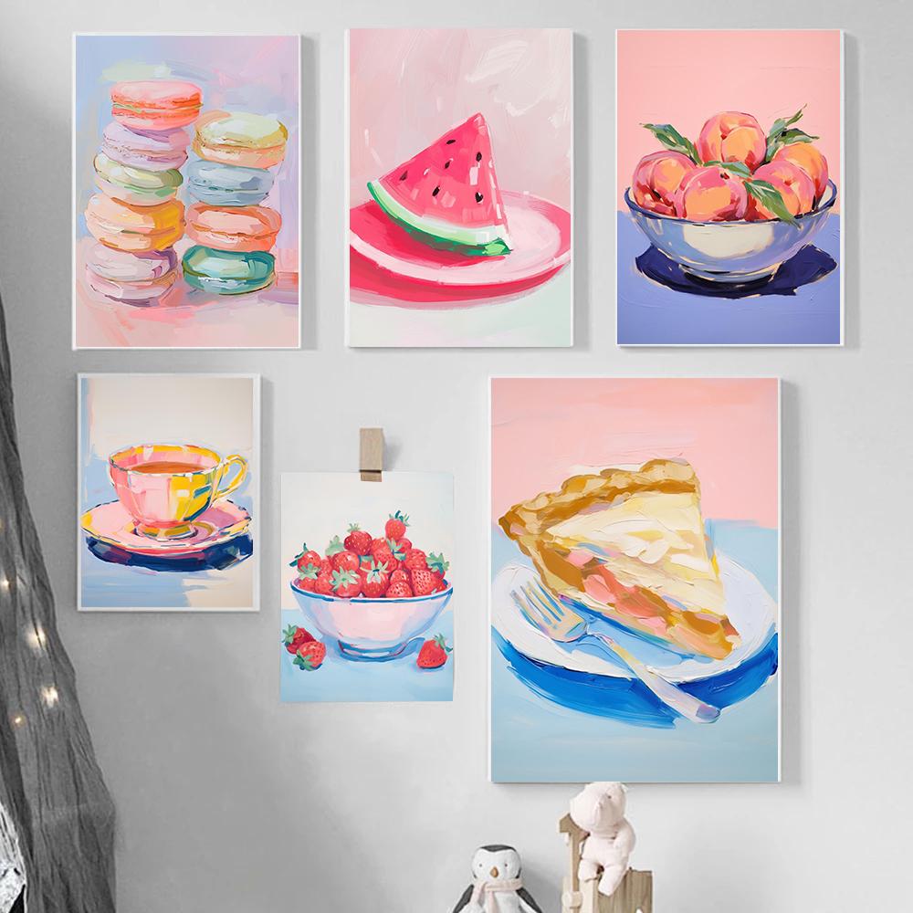 Красочный летний постер с эскимо, натюрморт, столовая, завтрак, принты еды, холст, живопись, настенное искусство, картина, домашний декор для кухни