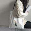 Women's Casual Canvas Shoulder Bag Flowers Printing Shopping Bag Cotton Cloth Lady Handbag Eco Reusable Large Tote Shopper Bags KTB