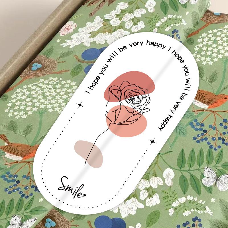 100 наклеек/упаковка Овальной формы, Цветочные наклейки, Наклейки для запечатывания подарочных коробок, Упаковочные наклейки, Самоклеящиеся наклейки-этикетки