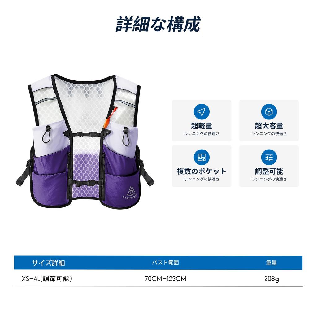 Haimont Summer Running 5L Hydration Vest with 10 Highly Adjustable Includes Emergency and Reflective Vest, Lightweight, Pockets, Breathable,
