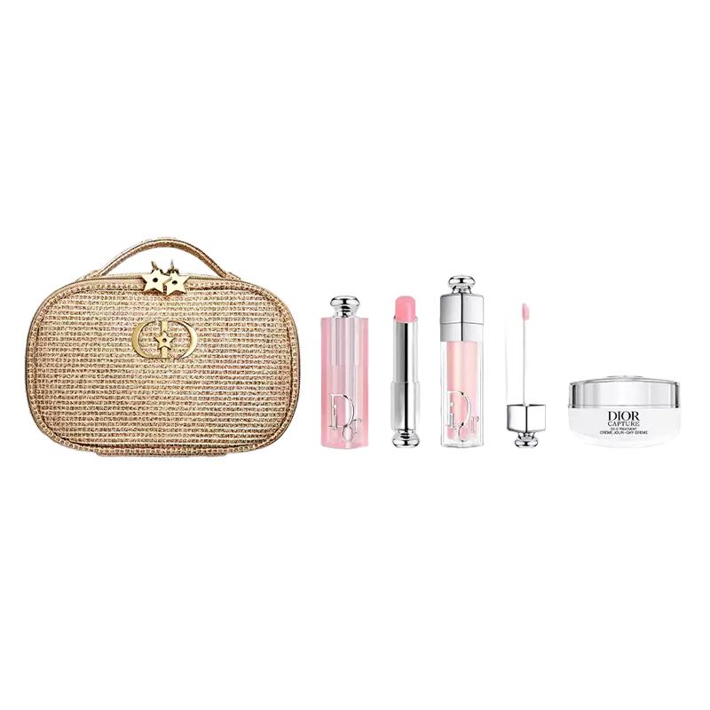 Dior Набор косметики Bag Enchanting Lip Gloss + Color Changing Lip Balm + Маленький флакон Face Cream Color Care Set Золотая Двойная Звезда Косметика Натуральный и Стойкий