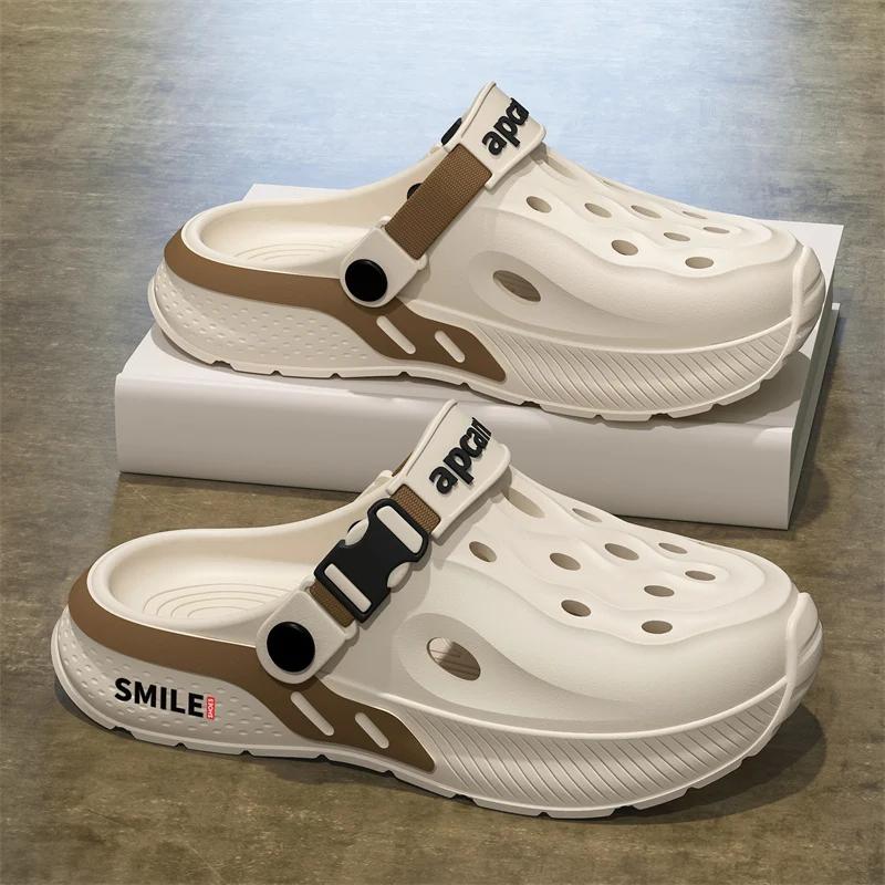 Модные летние мужские пляжные сандалии для улицы, модные мужские шлепанцы из ЭВА, нескользящие, мужская повседневная обувь, удобные, износостойкие садовые туфли