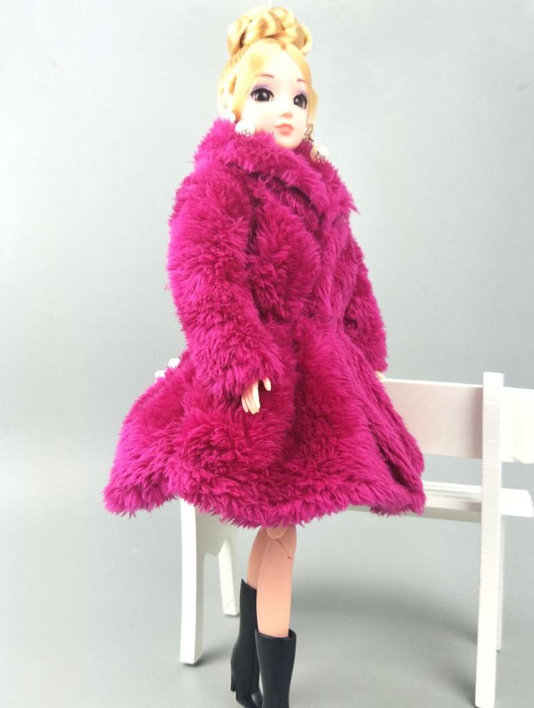 Модная одежда цвета фуксии для куклы Барби, пальто, зимняя одежда, одежда, платье куклы 1/6, аксессуары для кукол BJD, детские игрушки