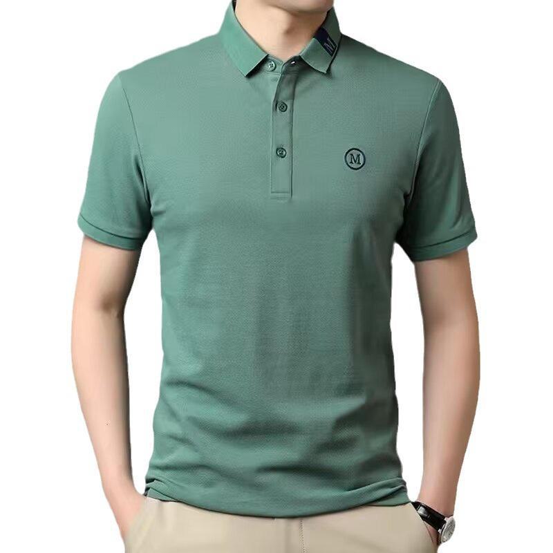 Мужская рубашка поло с коротким рукавом: Летняя повседневная легкая роскошь с вышитым лацканом для модных пап