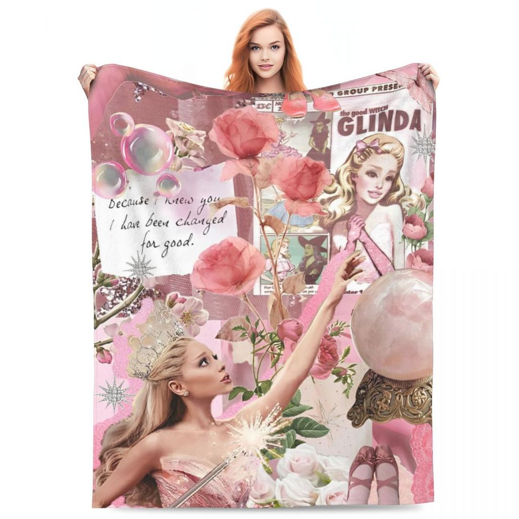 Wicked Glinda Elegant Collage Blankets Good Witch Movie Flannel Throw Blanket Portable Soft Warm Multifunction Plush Thin Quilt