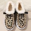 2024 Модные хлопковые ботинки Зимние женские ботинки с леопардовым узором на плоской подошве Большие размеры Теплые женские хлопковые ботинки