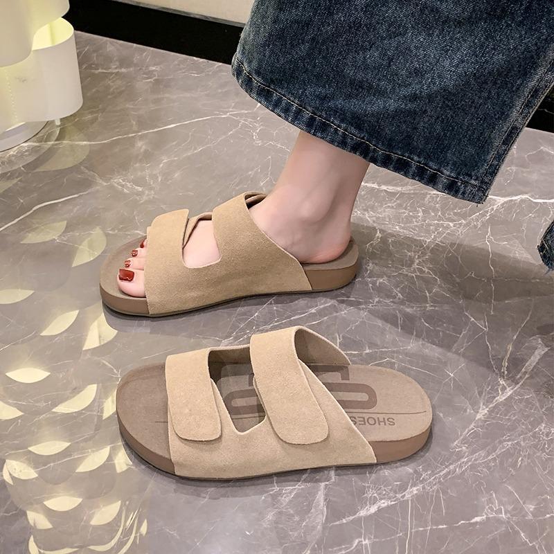 2024 Hot Selling New Fashion Women's Slippers Solid Color Comfortable Summer Versatile Open-Toe Women's Slippers Zapatos Mujer