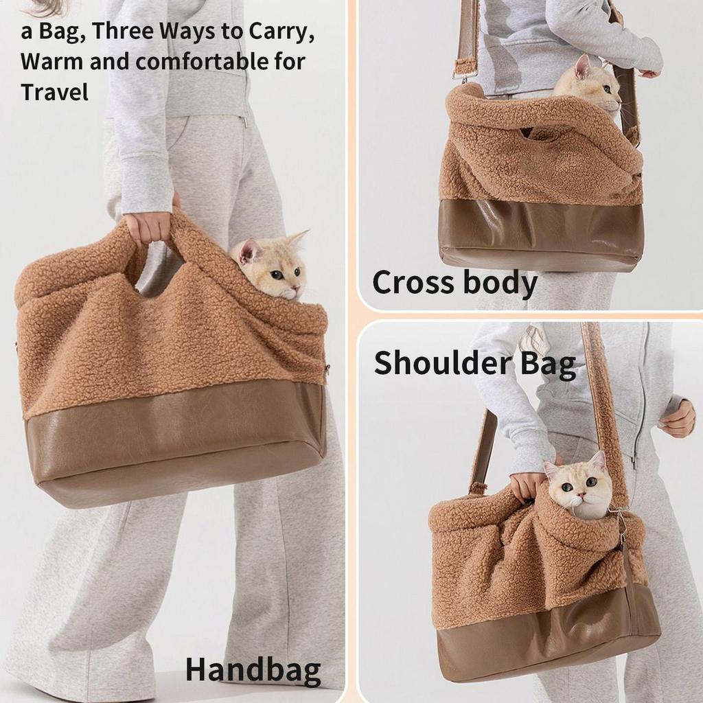 Small Pet Carrier Waterproof Pet Shoulder Bag With Safety Harness Buckle Dog Carrying Bag For Small Medium Breed Winter Travel