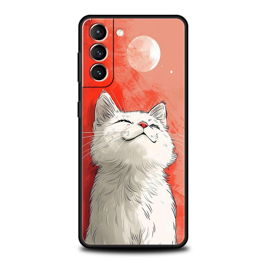 Чехол для телефона 'Повседневная жизнь милых кошек' Для Samsung Galaxy S26 Ultra S25 Plus S24 FE S23 S22 5G S21 S20 Черный Мягкий