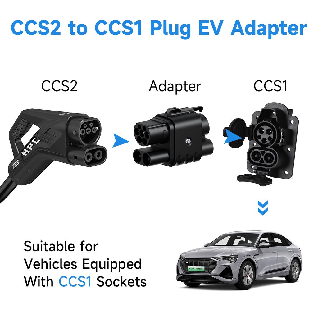 AFEEV CCS2 to CCS1 Adapter 350A 350kW from CCS2 to CCS1 DC+AC EVSE Charger DC 1000V fit for CCS2 Portable EV Charger