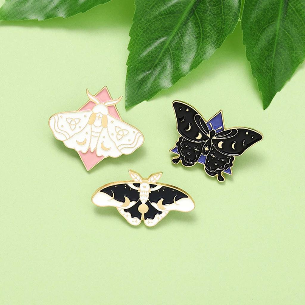 3 Pieces Cartoon Butterfly Moth Enamel Pins Jewelry Steampunk Decoration Brooches for Bags