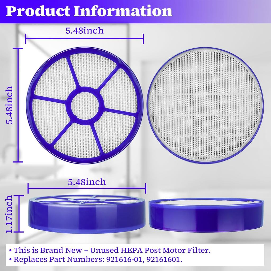 DC33 Post Motor HEPA Exhaust Filter for Dyson DC33 Upright Vacuum Cleaners, Replaces Part Numbers: 921616-01