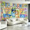 Bluey Cartoon Wall Tapestry Aesthetic Wall Hanging Printed Fabric Blanket Decorative Tapestries for Bedroom Living Room Home Decor