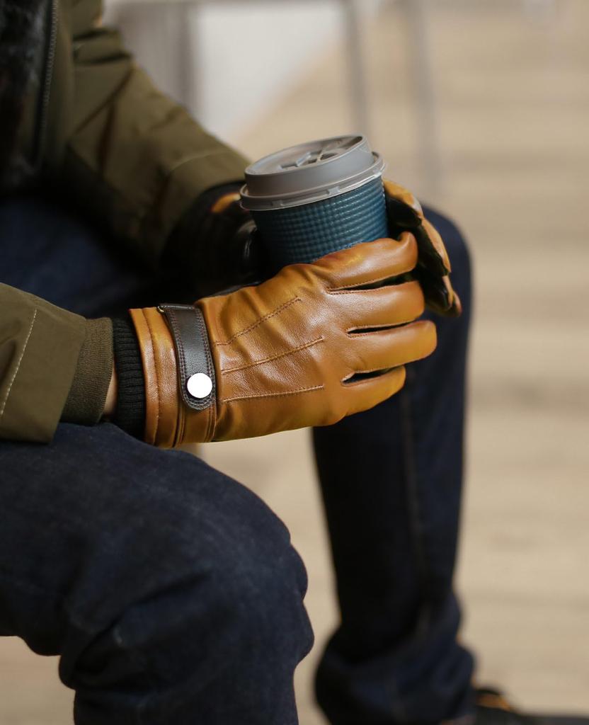 Leather Cold Smartphone Hand Bordeaux [Sankyo Shokai] Men's Gloves, Protection, Compatible, Stitched