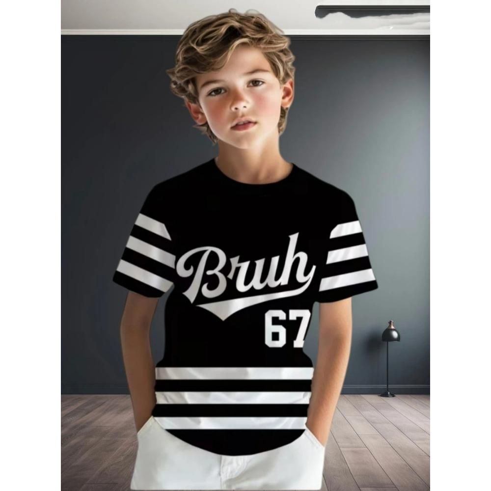 Детская футболка Летняя мода Цифра 67 Личность Американский Повседневный Цифровая печать Одежда для мальчиков Повседневная Девочка Футболки с коротким рукавом Топ