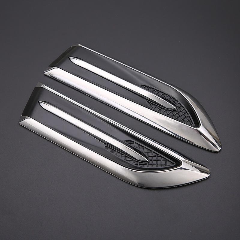 2pcs/lot 3D Sticker Car Hood Chrome Grille Shark Gill Simulation Air Flow Vent Auto Exterior Decoration Chrome Styling Stickers