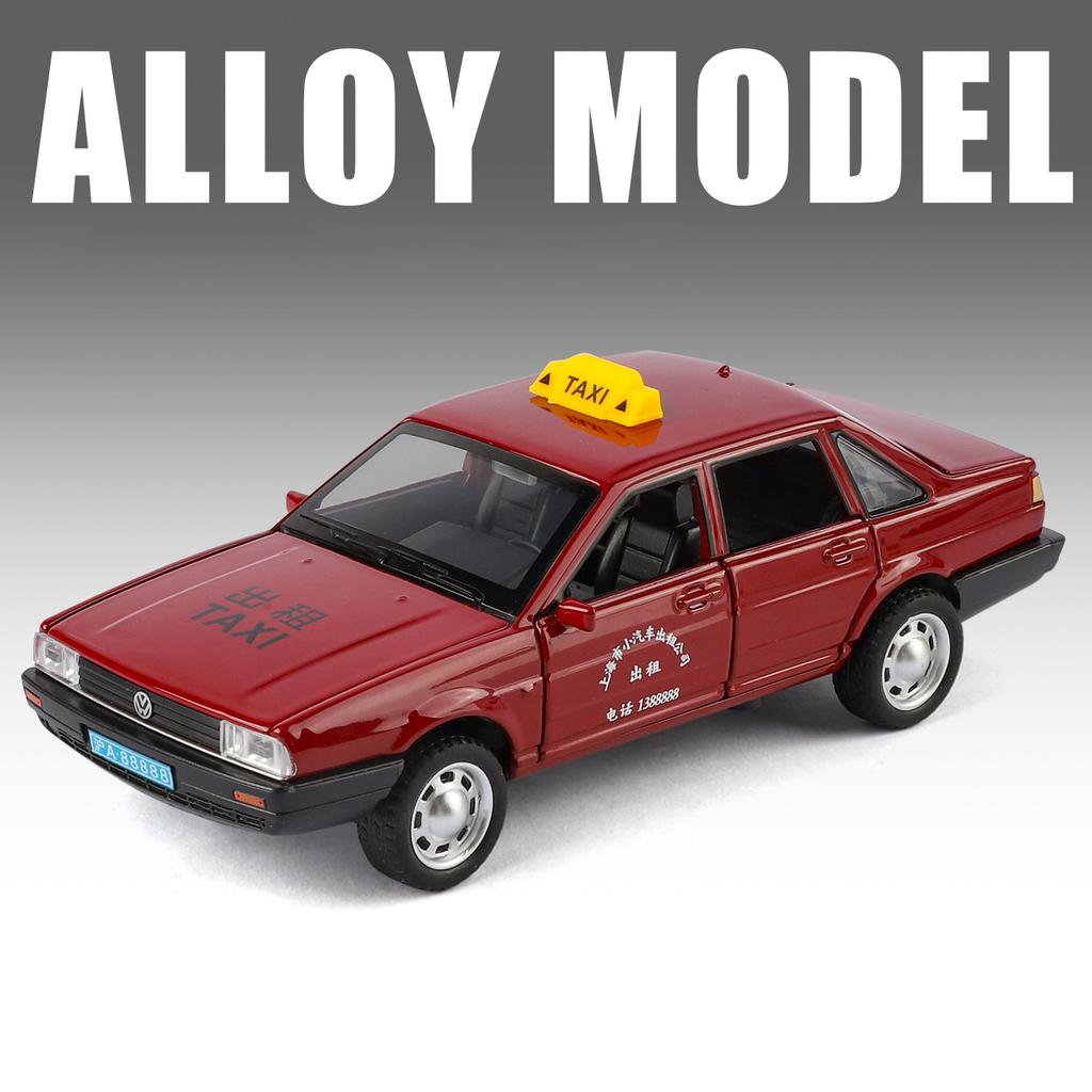 1/32 Volkswagen Santana Такси Металлическая Литая Модель Автомобиля Домашний Декор Коллекционные Предметы Миниатюрный Высокодетализированный Транспорт Праздничный Подарок