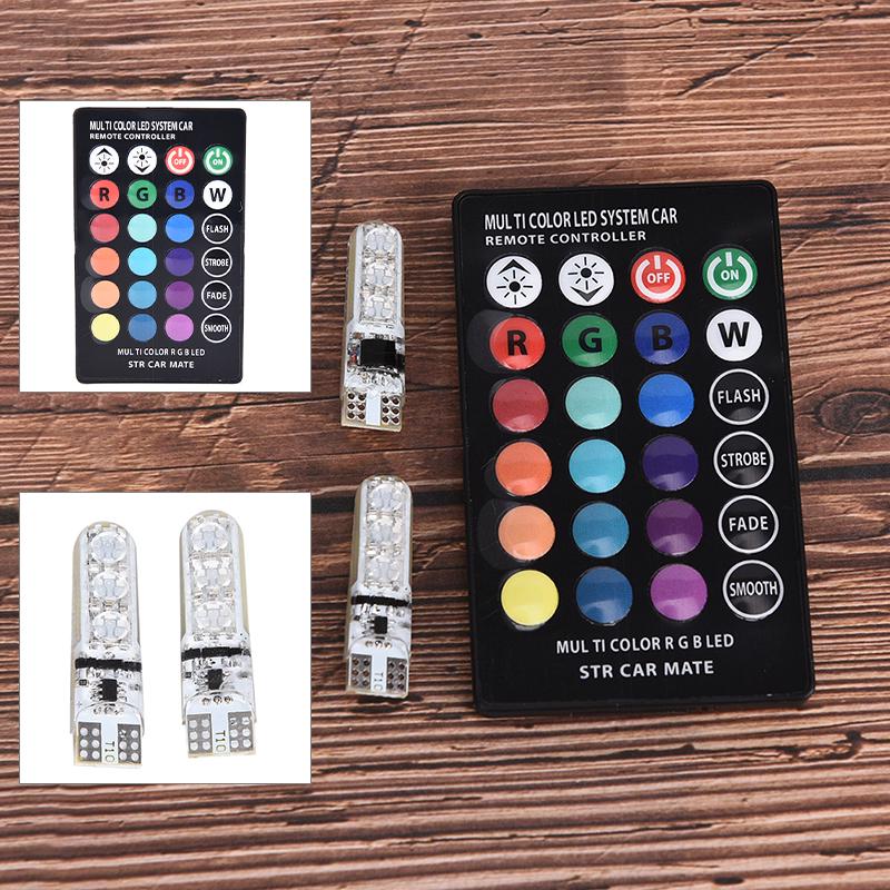 2шт T10 5050 W5W 6 Smd пульт дистанционного управления Rgb светодиодный автомобильный купольный светильник для чтения, лампа накаливания