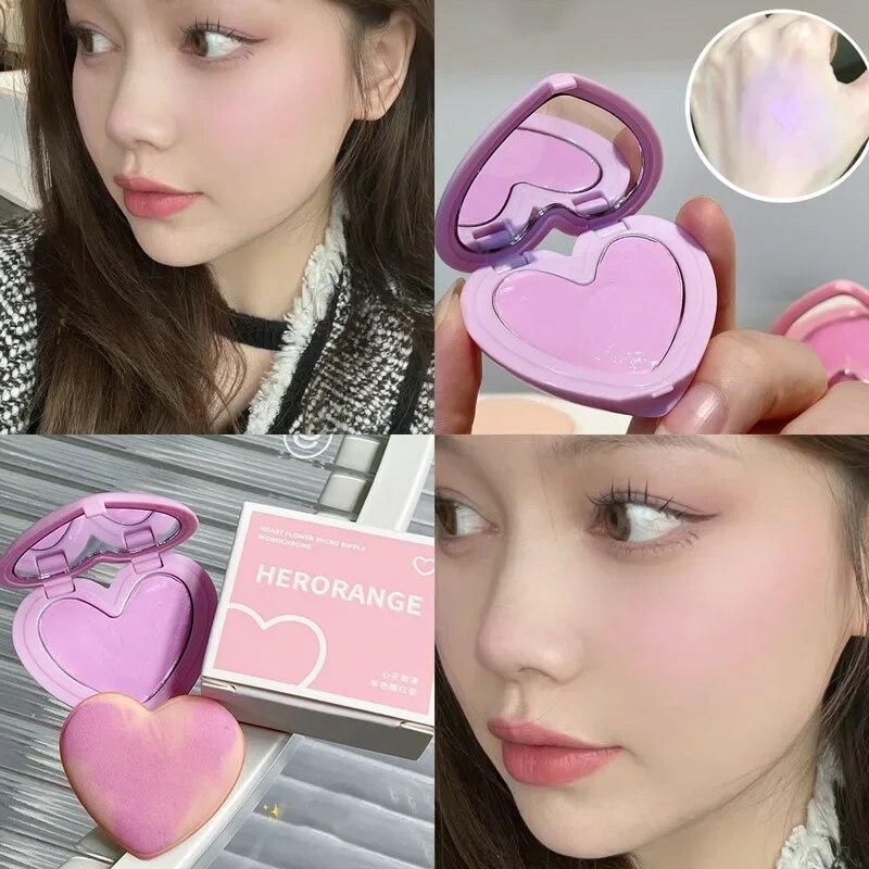 Румяна в форме сердца Love, кремовые, монохромные, с гладким оттенком щек, грязевые румяна, палитра натуральных матовых розовых, фиолетовых, оранжевых румян для лица