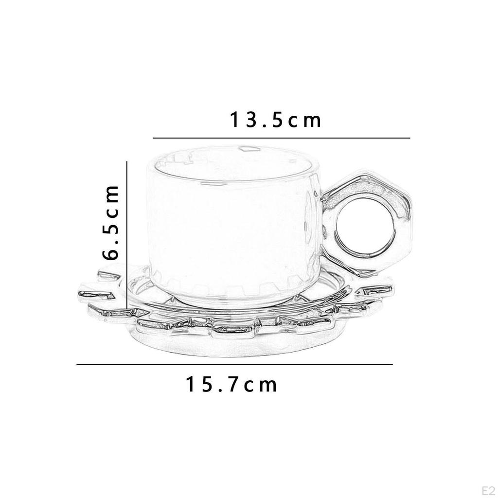 250ml Ceramic Coffee Cup with Saucer, Tea Fancy Handle, Office Juice