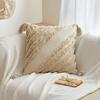 Throw Pillow Case with Tassel Bohemian Style Short Plush Fringe Decor Office