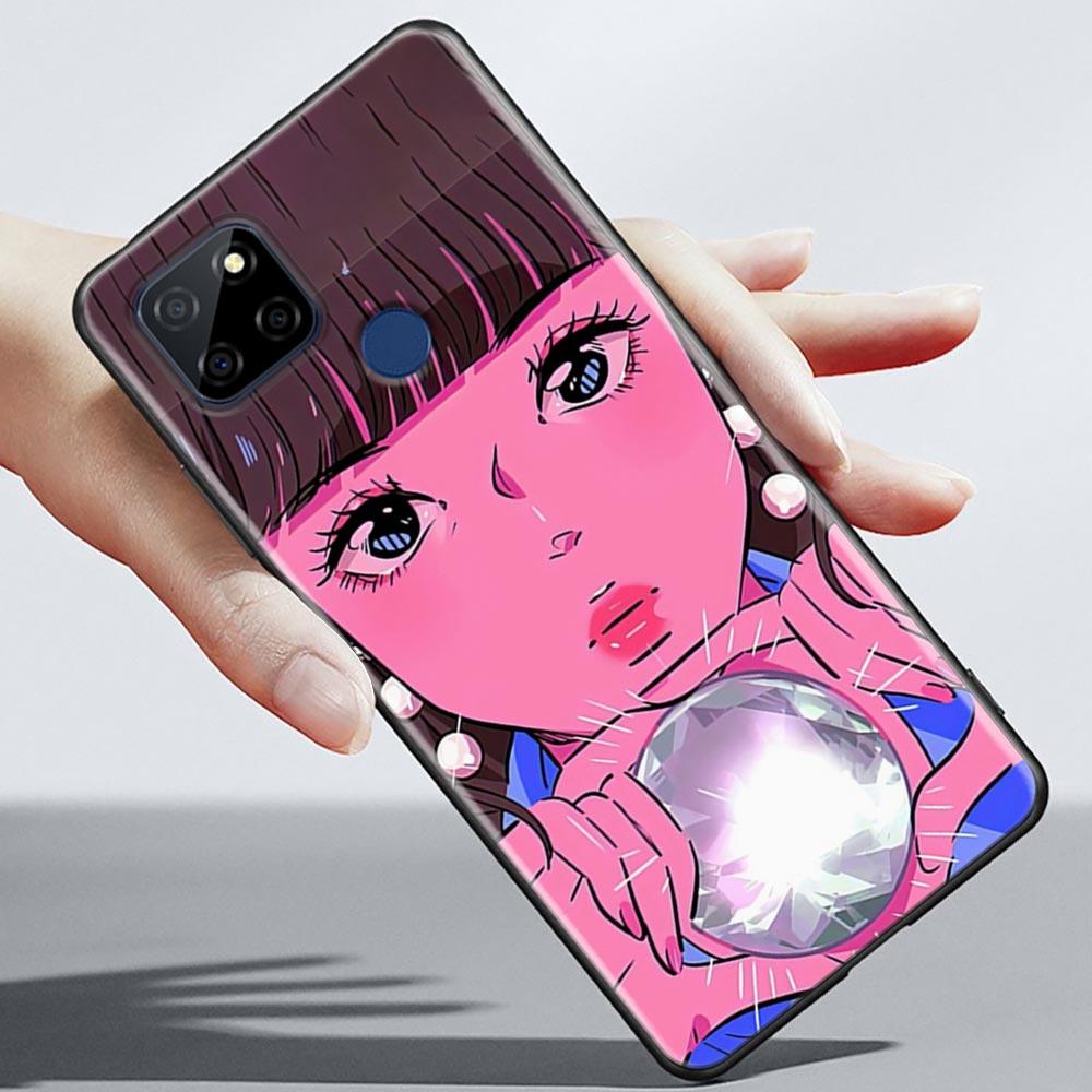 Супер милый чехол для телефона с аниме для девочек для OPPO Realme 5 6 7 7i 8 8i 9 9i V25 F9 F17 F19 5G 4G Pro Narzo Speed, черный мягкий чехол, Чехлы