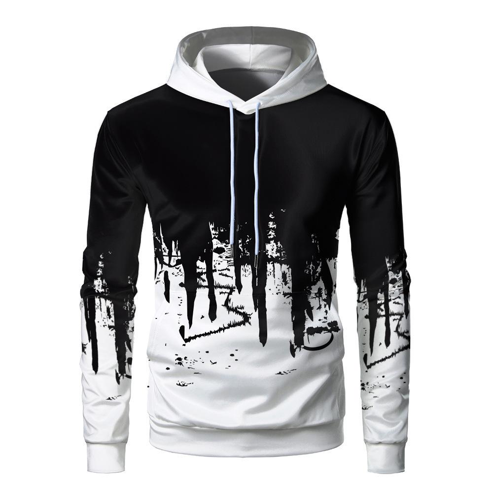 2024 Autumn/Winter Men's Outdoor Sports Digital 3D Printed Casual Hoodie Loose Hoodie Printed Men's Sweatshirt