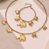 Meier Stainless steel ball chain diy elephant pendant bracelet necklace 18k gold plated european and american style