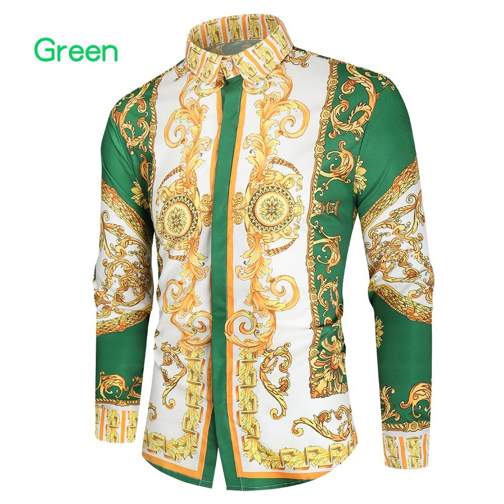 Men Print Shirt Luxury Royal Shirt Men Casual Slim Fit Long Sleeve